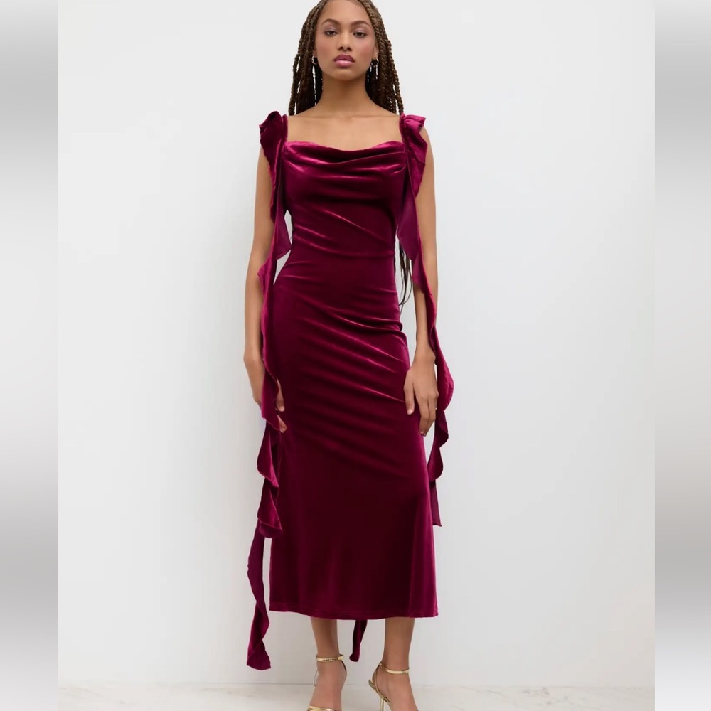 Elegant Velvet Burgundy Dress